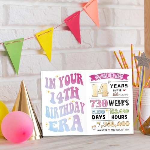 Happy 14th Birthday Card for Girls & Boys - Unique Gift Idea