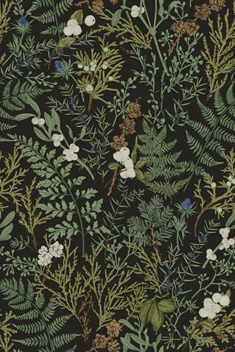 GLOW4U Dark Green Fern Botanical Peel and Stick Vinyl Shelf Liner 17.5x117"