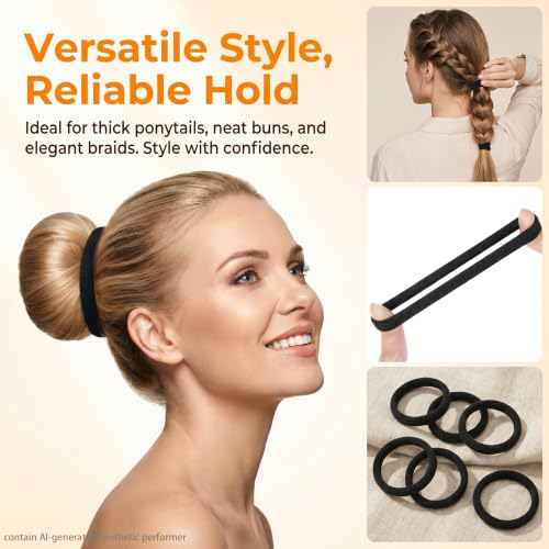 Ereesin 120PCS 4CM Black Hair Ties - Seamless Soft Elastic Ponytail Holders