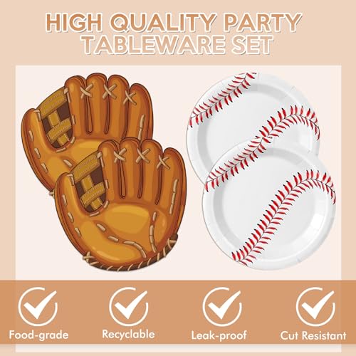 Baseball Birthday Party Supplies - 40Pcs Plates & Napkins Set