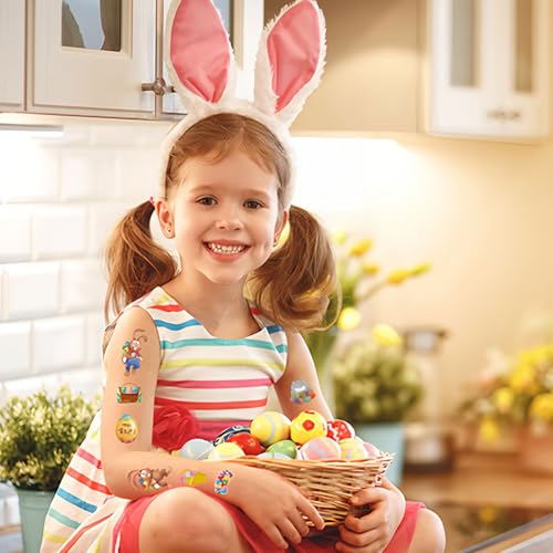 HIFANMM Easter Temporary Tattoos 10 Sheets Bunny Rabbit Stickers