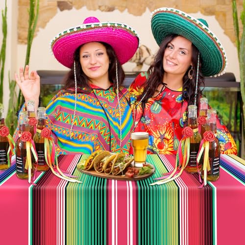 Mexican Serape Tablecloth - 54x108 Inch Striped Party Cover