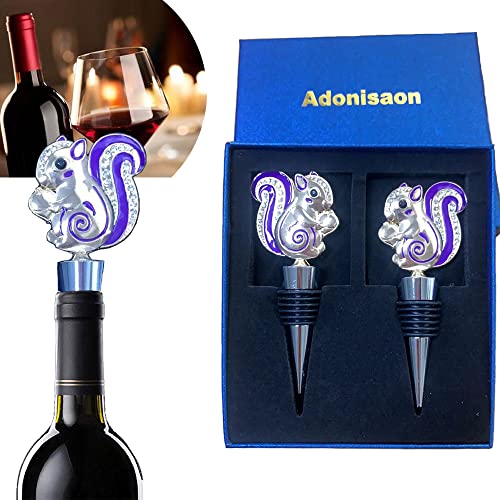 Squirrel Wine Bottle Stopper Set - Christmas Party Decor, 2 pcs