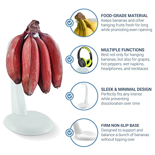 Meadow Lane 11-Inch Banana Holder Stand - White Plastic Fruit Hanger