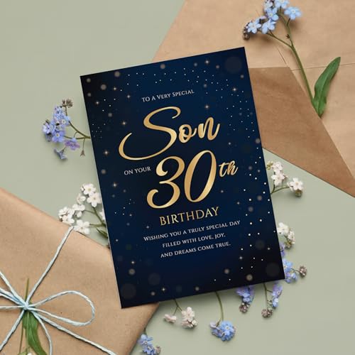 Son's 30th Birthday Card - Premium A5 Navy & Gold Design