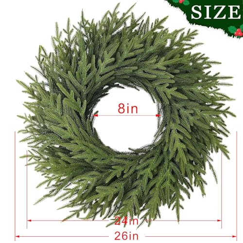 26-Inch Artificial Christmas Wreath for Front Door and Indoor Decor