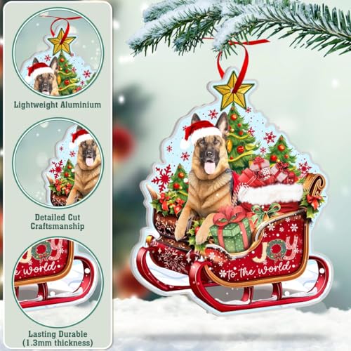 German Shepherd Christmas Ornament - Double-Sided Aluminum Holiday Decor