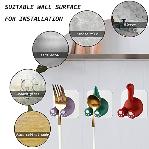 Yitexin 3-Pack Cartoon Animal Tail Hooks - Adhesive Utility Hangers