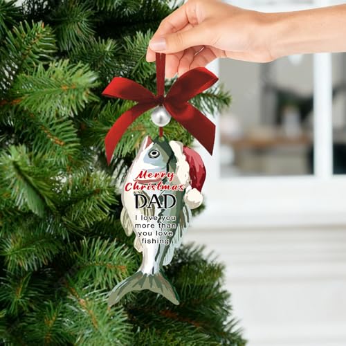 Fishing Dad Christmas Ornament - Rustic Wooden Tree Decor
