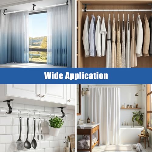 Lusofie 2Pcs Ceiling and Wall Mount Curtain Rod Brackets Black