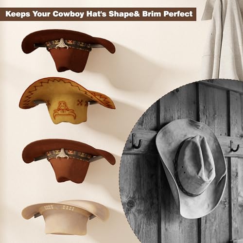 Metal Hat Rack Wall Mount – 2-Pack Space-Saving Cowboy Hat Holder