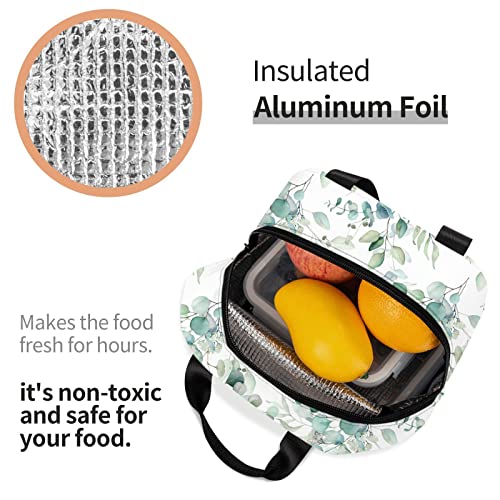 Sage Green Insulated Lunch Bag - Eucalyptus Floral Design
