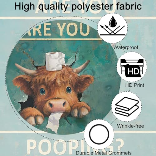 Funny Highland Cow Shower Curtain 72"x72" - Waterproof Farmhouse Decor