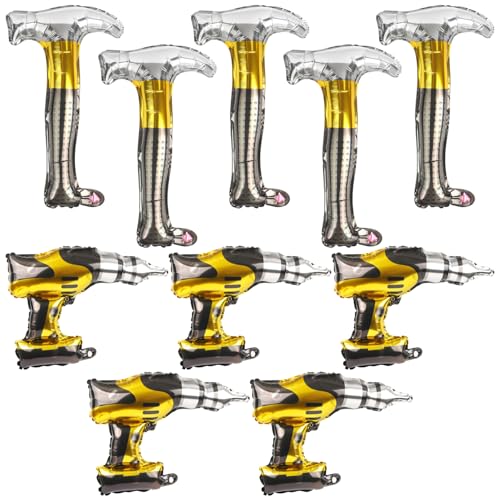 Hammer and Drill Balloons - 10 Pack Inflatable Party Decorations