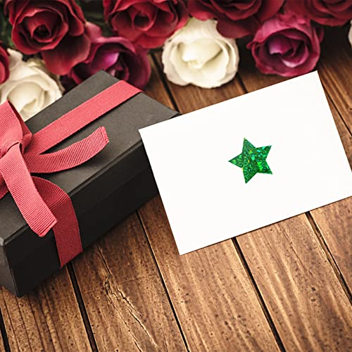 Green Star Stickers - 1 Inch Glitter Star Labels, 500 Pcs Roll for Rewards