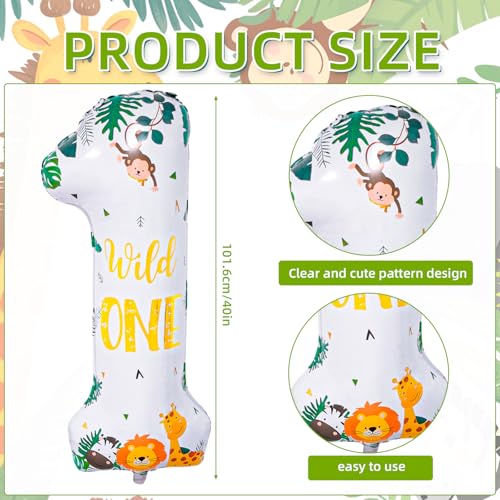 Wild One Jungle Safari Birthday Balloon - 40'' Number 1 Decoration