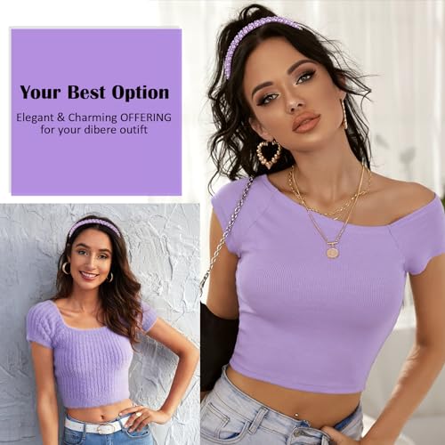 Hapdoo Purple Pearl Headband for Women and Girls - Beaded Hair Hoop