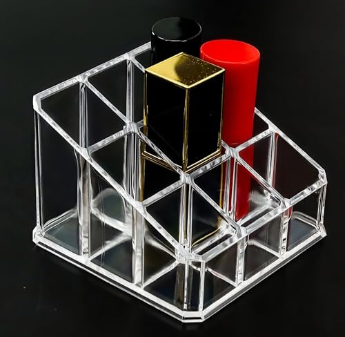 Sooyee 9-Slot Acrylic Lipstick Organizer - Clear Cosmetic Display Case