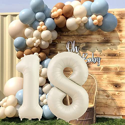 40 Inch Cream White Number 17 Foil Balloon for Birthday & Wedding
