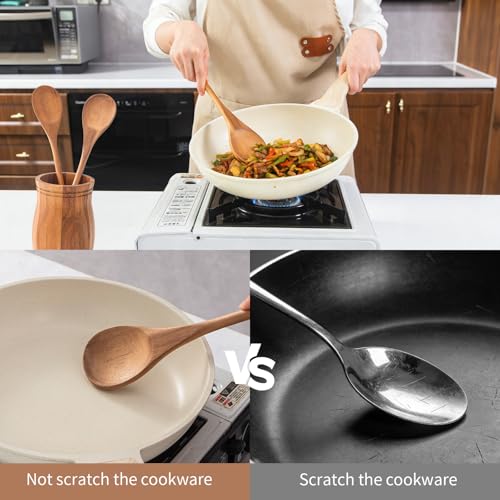 Natural Acacia Wooden Cooking Spoon - Heat Resistant & Ergonomic
