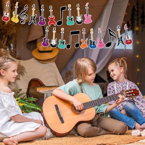 Guitar Cutout Banner for Music Theme Party Decor - 20 Pieces