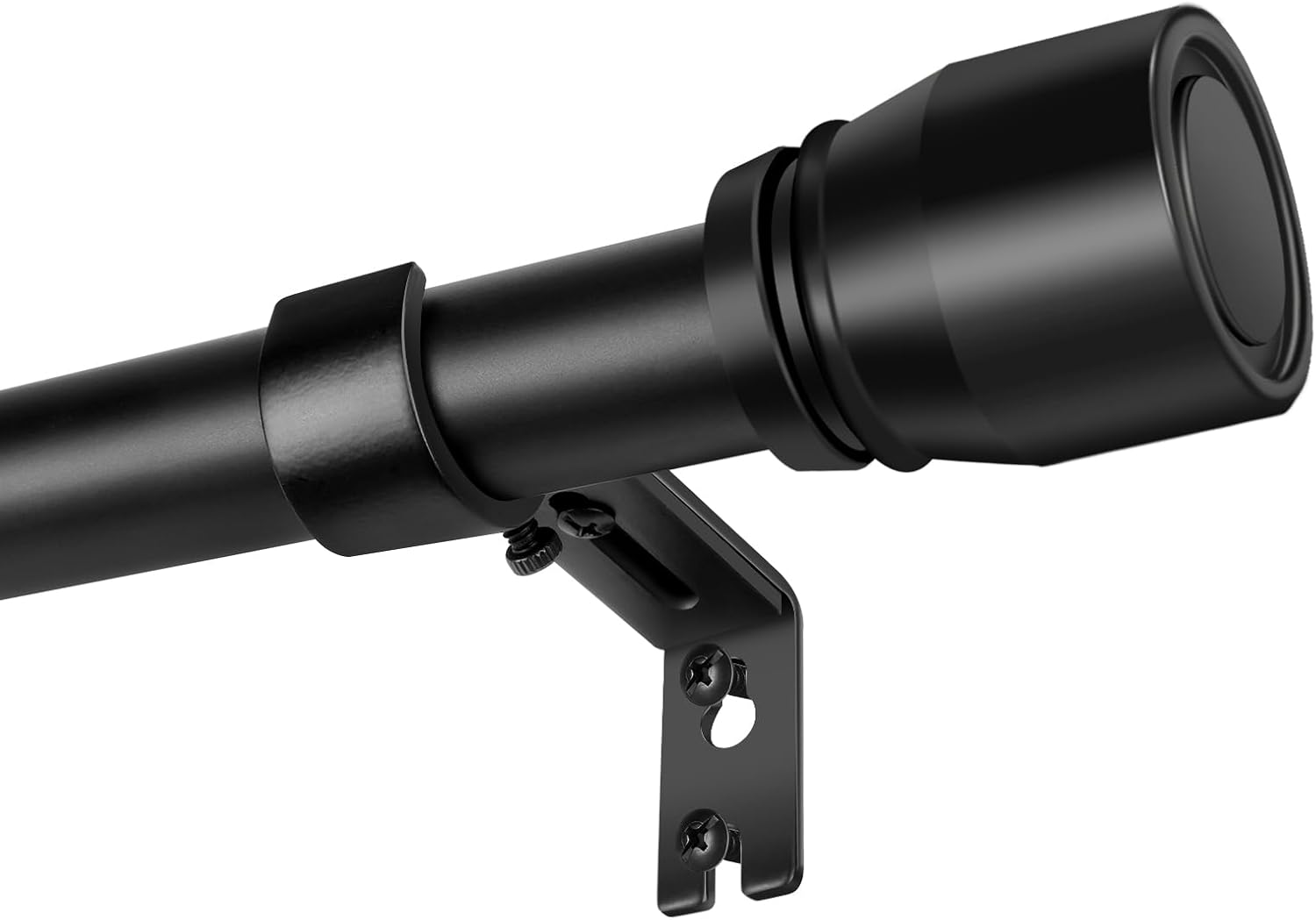 Skiennix 1” Diameter Adjustable Curtain Rod - Heavy Duty Matte Black | Fits 30-170 Inch Windows