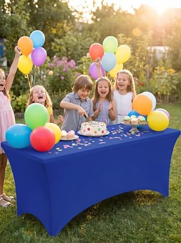 Utopia Kitchen 8FT Spandex Table Cloth - 2 Pack, Royal Blue