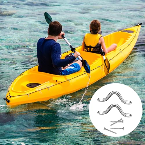 10 PCS Stainless Steel Bimini Top Hardware, Pad Eye Straps for Boat with 20PCS Screws, Kayak Deck Boat Cleats Eye Loops Tie Down