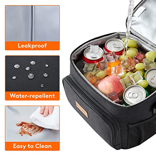 Lifewit Medium Insulated Lunch Bag, Portable Leakproof Cooler - Black