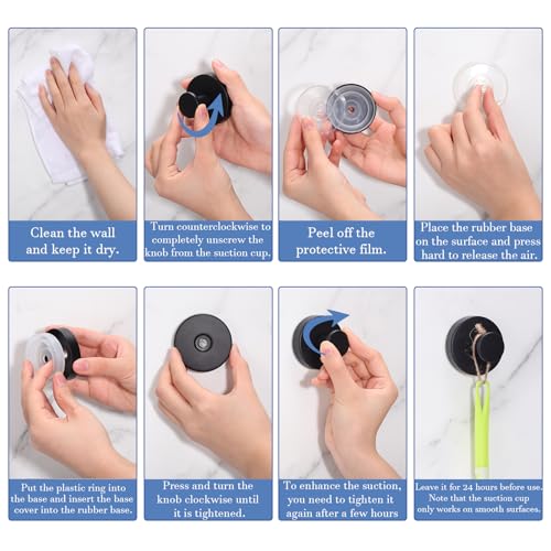 Dntorx Black Stainless Steel Suction Cup Hooks - 2 Pack Heavy Duty