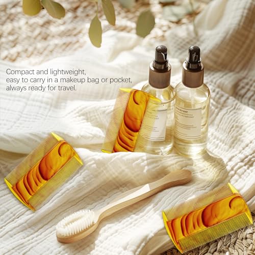 Zoolinn 4-Pack Amber Swirl Fine-Tooth Plastic Hair Combs - Dual-Sided