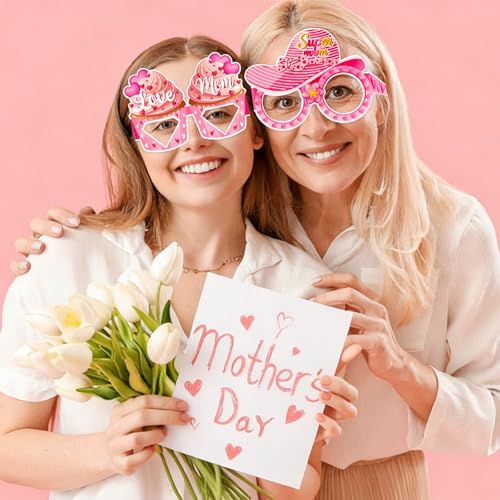 12PCS Mother's Day Party Glasses - Fun Photo Booth Props