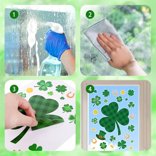 St. Patrick's Day Window Clings - 6 Sheet Shamrock Stickers
