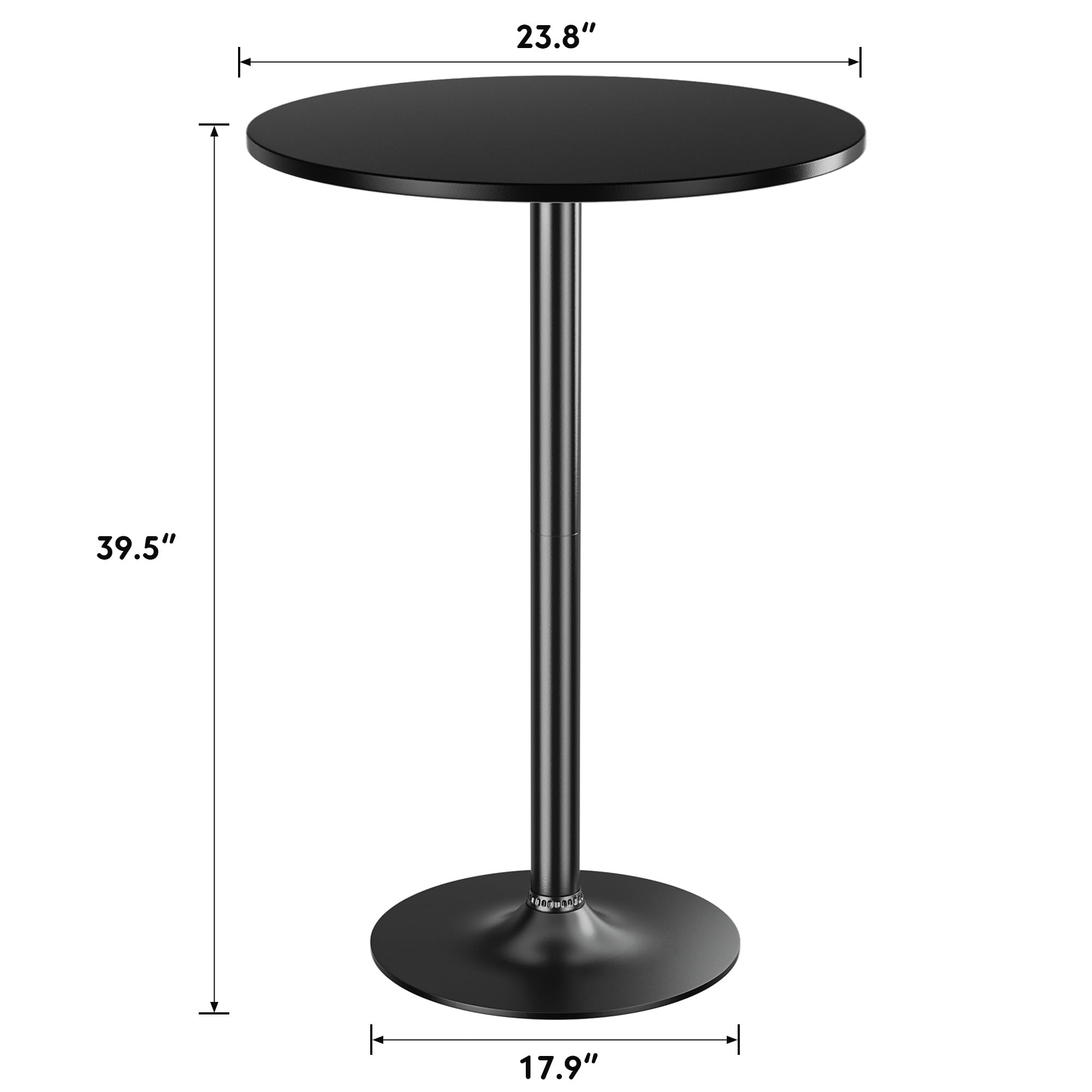 Shahoo Round Bar Table, Cocktail Table with Metal Base & MDF Top, Counter Height Pub Table for Dining Room, Living Room, Kitchen, Bar, Pub, Cafe, Black