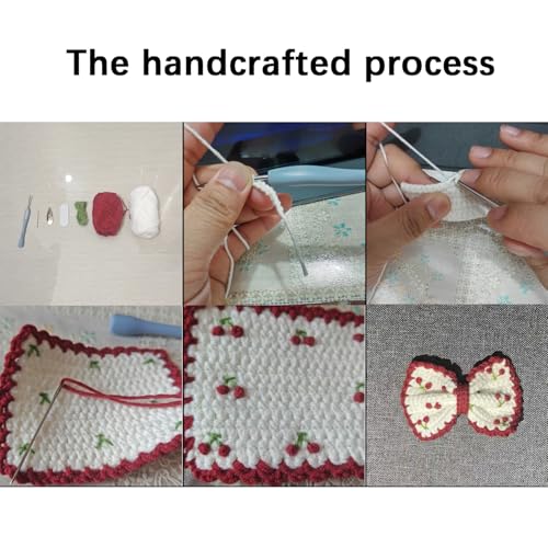 Handmade Crochet Butterfly Hair Clips with Cherry Accents