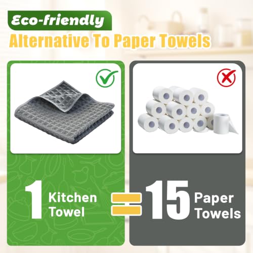 JOVANJA Dark Gray Cotton Waffle Weave Kitchen Towels 6-Pack, 12x12