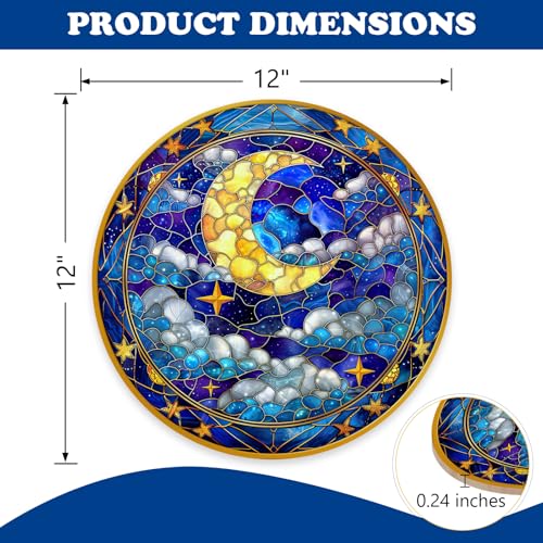 Bolisom Moon Suncatcher Stained Glass Door Sign - 12x12