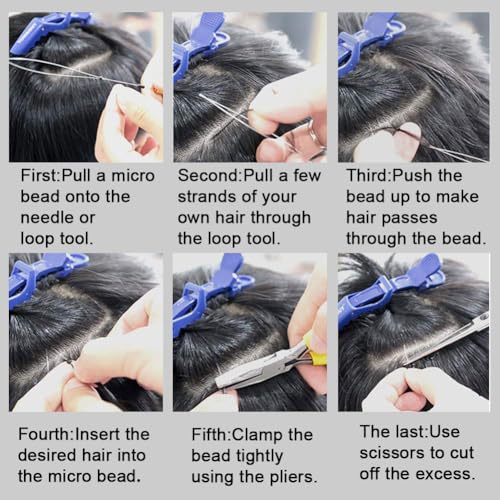 Peiyulex 5mm Silicone Lined Hair Extension Micro Beads - Black 200pcs