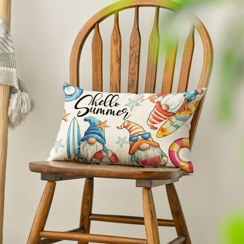Hello Summer Starfish Throw Pillow Cover - 12x20 Inch Decorative Cushion for Home