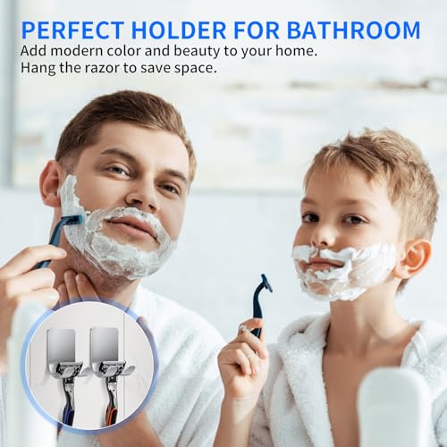 4-Pack Stainless Steel Razor Holder Hooks - Waterproof & Durable