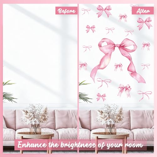 Pink Bow Wall Stickers - 50 PCS Peel and Stick Bow Decals