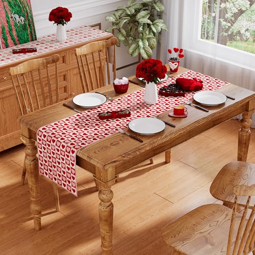 Valentine's Day Table Runner - Red Pink Love Hearts 13x72 Inch