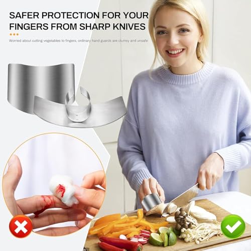 Promifun Stainless Steel Finger Guards - 4 Pcs Cutting Protectors