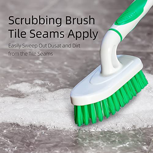 2-Pack Ergonomic Scrub Brushes with Long Handle - Green & White