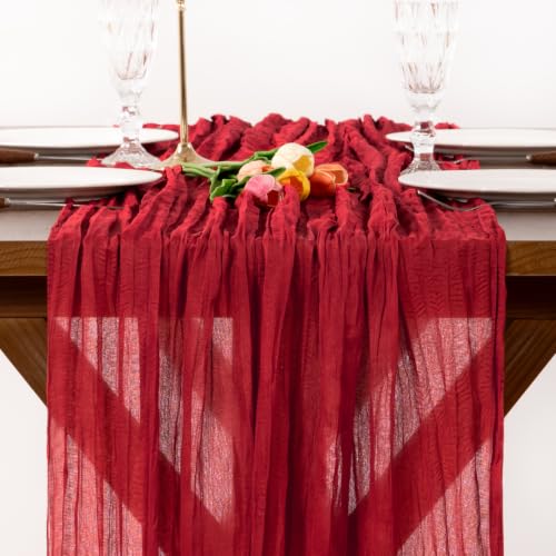 Red Cheesecloth Table Runner 6 Pack Fall Boho Christmas Rustic Decor