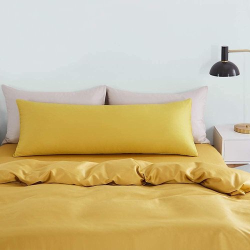 FLXXIE Body Pillow Cover - Super Soft Microfiber | 20x54 Long Pillowcase, Wrinkle & Stain Resistant, Yellow