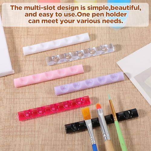 6 Pcs Acrylic Nail Art & Makeup Brush Holder Stand 5-Grid Organizer
