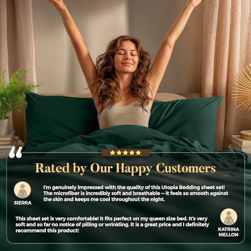 Utopia Bedding Twin Sheet Set - Soft Microfiber 3-Piece Bed Sheets for Twin Size Bed | Oeko-Tex Certified (Emerald Green)