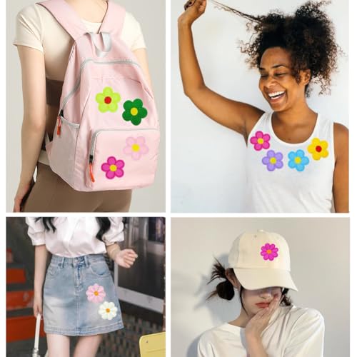 32Pcs Flower Iron on Patches Embroidered DIY Applique for Clothes Jeans