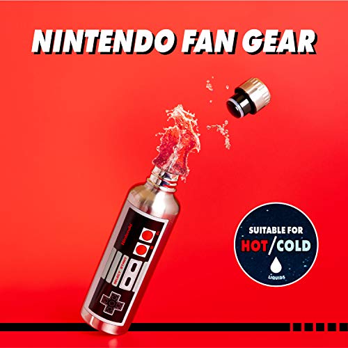 Paladone NES 500ml Stainless Steel Metal Water Bottle, Silver